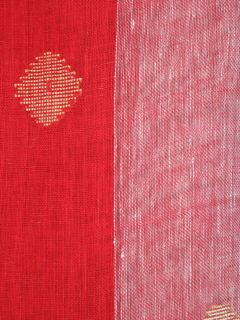 PinkLoom Women's Grey Hand_Woven Linen Saree With Blouse