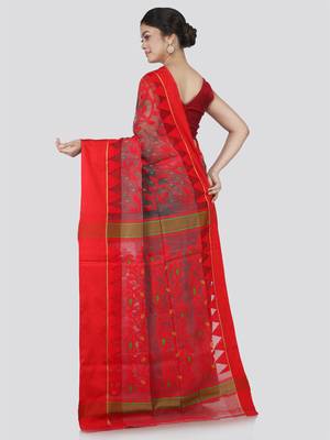 Pinkloom Women'S Grey Hand_Woven Cotton Jamdani Sarees Without Blouse 2