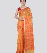 Pinkloom Women'S Yellow Hand_Woven Cotton Jamdani Saree Without Blouse