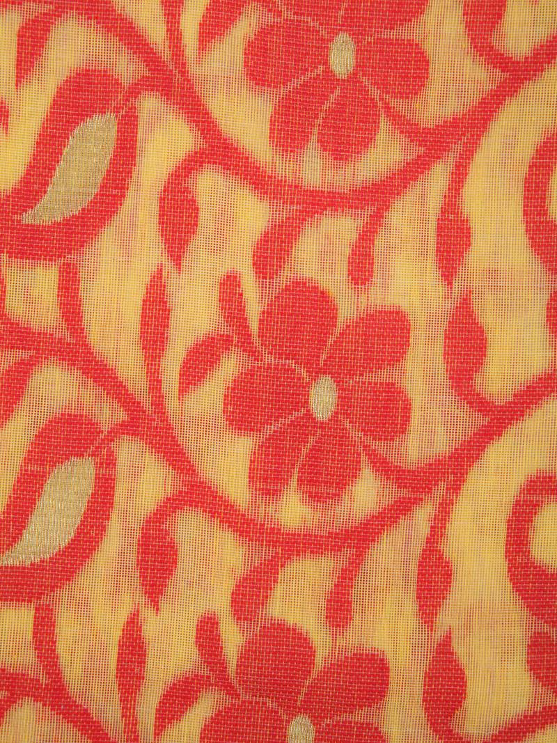 Pinkloom Women'S Yellow Hand_Woven Cotton Jamdani Saree Without Blouse