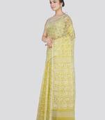 Pinkloom Women'S Yellow Hand_Woven Cotton Jamdani Saree Without Blouse