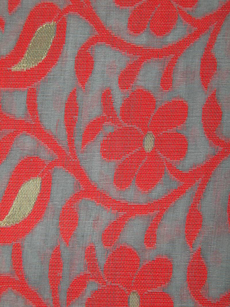 Pinkloom Women'S Grey Hand_Woven Cotton Jamdani Saree Without Blouse