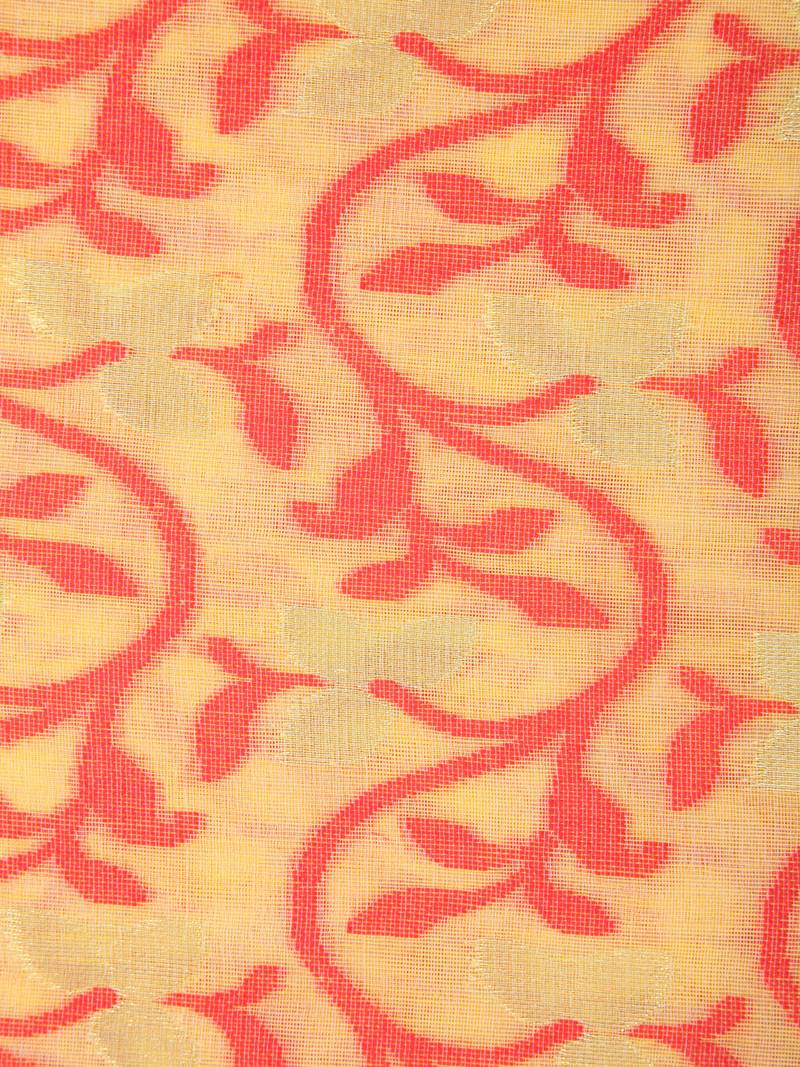 Pinkloom Women'S Yellow Hand_Woven Cotton Jamdani Saree Without Blouse