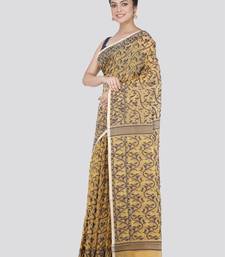 Pinkloom Women'S Yellow Hand_Woven Cotton Jamdani Saree Without Blouse