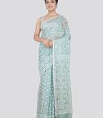 Pinkloom Women'S Grey Hand_Woven Cotton Jamdani Saree Without Blouse