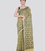 Pinkloom Women'S Beige Hand_Woven Cotton Jamdani Saree Without Blouse