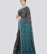 Pinkloom Women'S Grey Hand_Woven Cotton Jamdani Saree Without Blouse