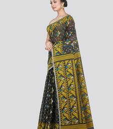 Pinkloom Women'S Grey Hand_Woven Cotton Jamdani Saree Without Blouse