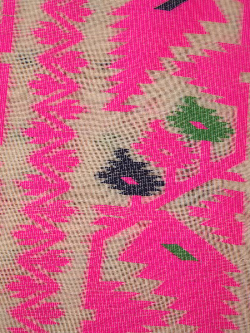 Pinkloom Women'S Beige Hand_Woven Cotton Jamdani Saree Without Blouse