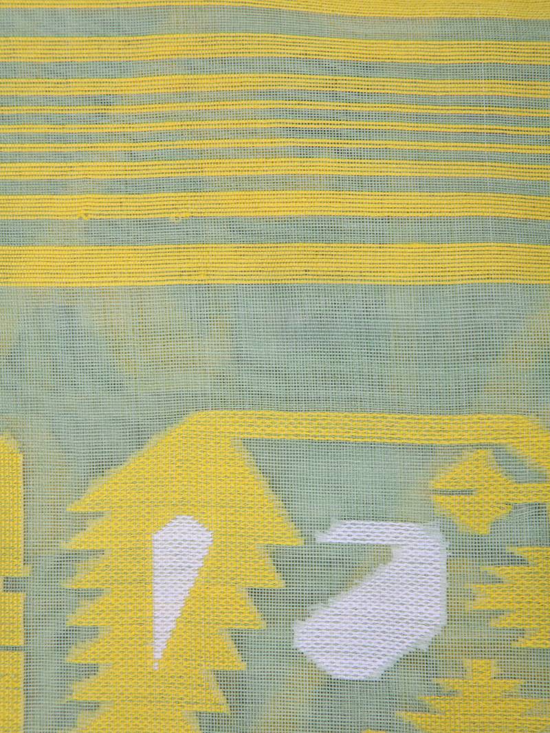 Pinkloom Women'S Green Hand_Woven Cotton Jamdani Saree Without Blouse