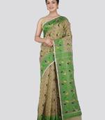 Pinkloom Women'S Beige Hand_Woven Cotton Jamdani Saree Without Blouse