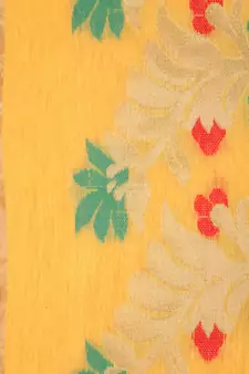 PinkLoom Women's Yellow Hand_Woven Cotton_Silk Saree With Blouse