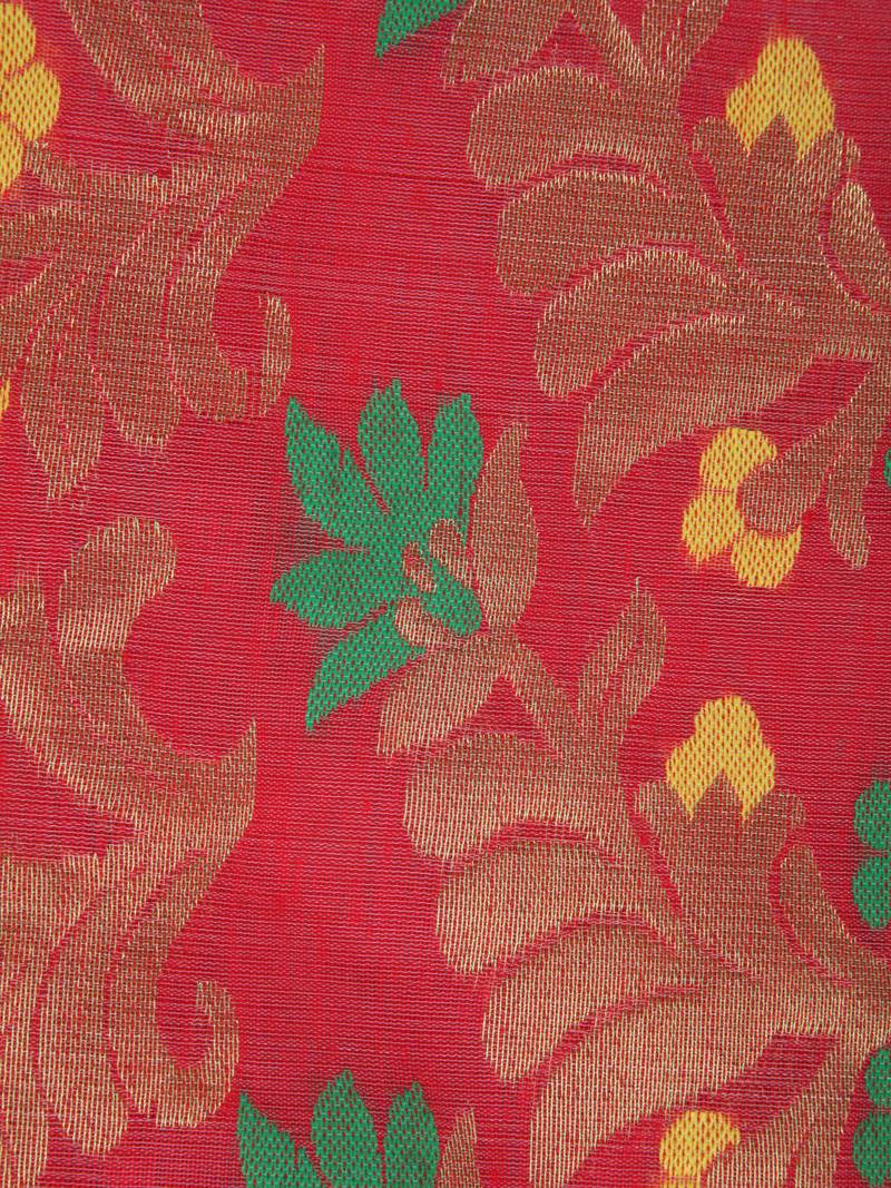 PinkLoom Women's Beige Hand_Woven Cotton_Silk Saree With Blouse