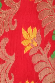 PinkLoom Women's Orange Hand_Woven Cotton_Silk Saree With Blouse