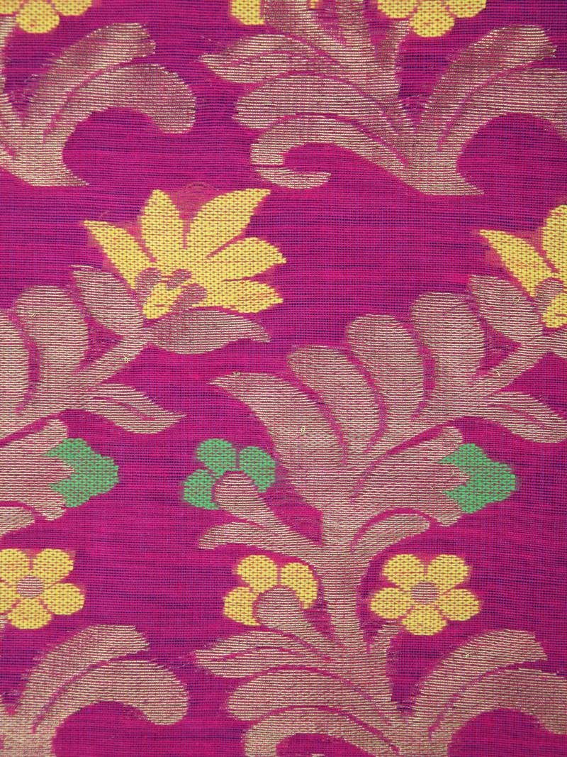 PinkLoom Women's Blue Hand_Woven Cotton_Silk Saree With Blouse