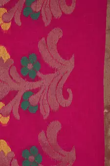 PinkLoom Women's Pink Hand_Woven Cotton_Silk Saree With Blouse