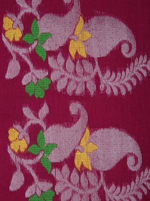 PinkLoom Women's Maroon Hand_Woven Cotton_Silk Saree With Blouse 4