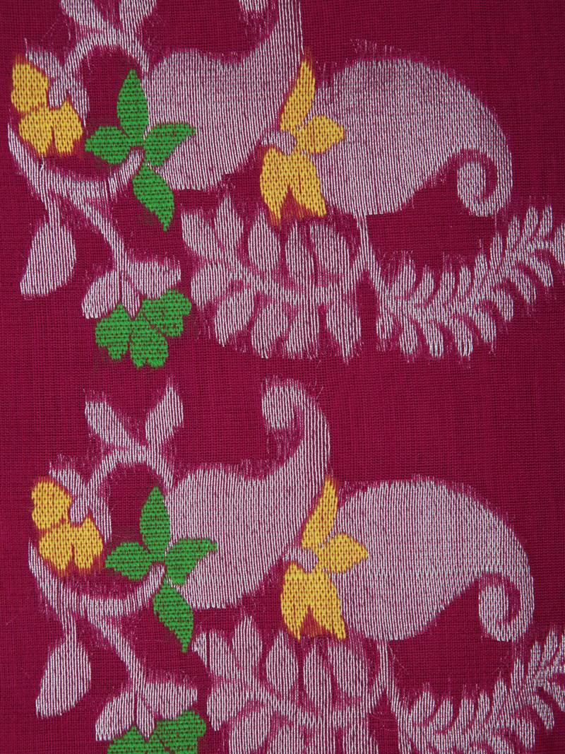 PinkLoom Women's Maroon Hand_Woven Cotton_Silk Saree With Blouse