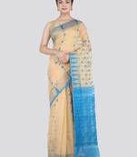 Pinkloom Women'S Beige Hand_Woven Cotton Jamdani Saree Without Blouse