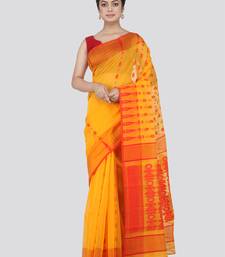 Pinkloom Women'S Yellow Hand_Woven Cotton Jamdani Saree Without Blouse
