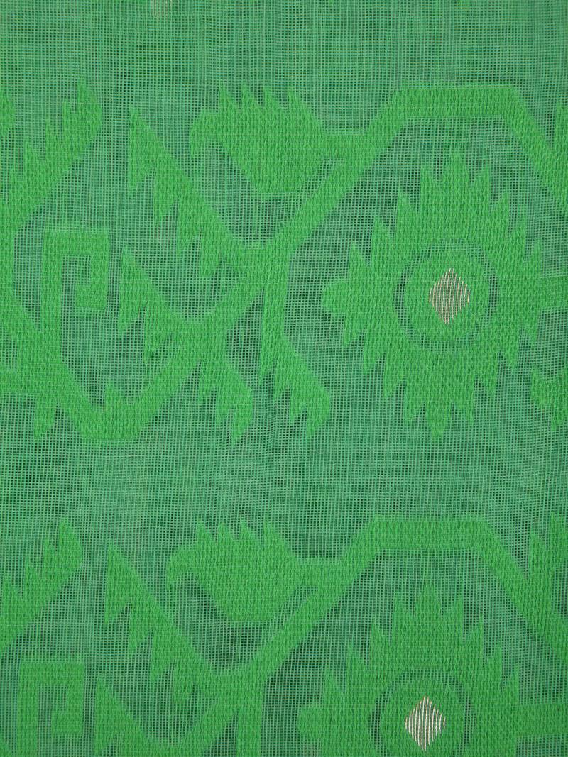 Pinkloom Women'S Green Hand_Woven Cotton Jamdani Saree Without Blouse