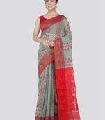 Pinkloom Women'S Multi-Color Hand_Woven Cotton Jamdani Saree Without Blouse