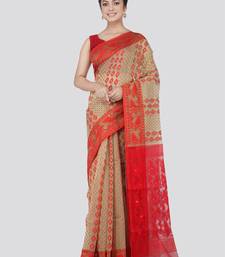 Pinkloom Women'S Green Hand_Woven Cotton Jamdani Saree Without Blouse