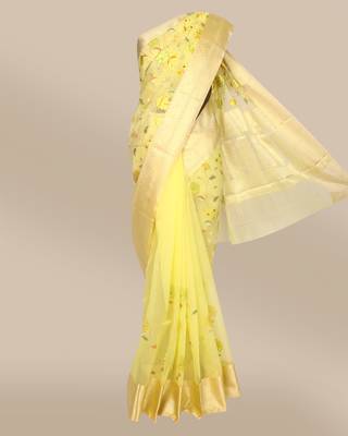 CLASSICATE from the house of The Chennai Silks Yellow Tissue Saree With Running Blouse 1