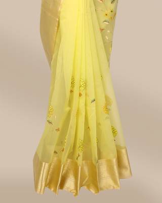CLASSICATE from the house of The Chennai Silks Yellow Tissue Saree With Running Blouse 4