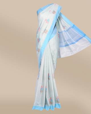 CLASSICATE from the house of The Chennai Silks Blue Linen Blend Saree With Running Blouse 1