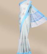 CLASSICATE from the house of The Chennai Silks Blue Linen Blend Saree With Running Blouse