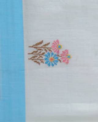 CLASSICATE from the house of The Chennai Silks Blue Linen Blend Saree With Running Blouse 5