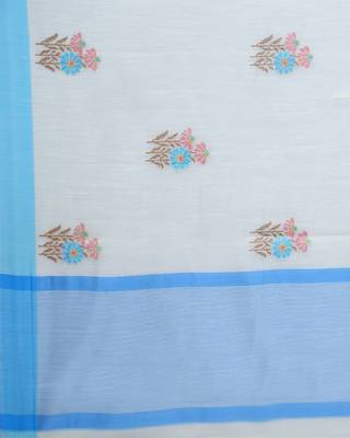 CLASSICATE from the house of The Chennai Silks Blue Linen Blend Saree With Running Blouse 6