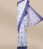 CLASSICATE from the house of The Chennai Silks Blue Linen Blend Saree With Running Blouse