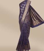 CLASSICATE from the house of The Chennai Silks Navy Blue Banarasi Art Silk Saree With Running Blouse