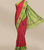 CLASSICATE from the house of The Chennai Silks Red Printed Micro Poly Cotton Saree With Running Blouse