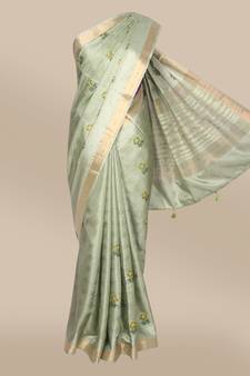 CLASSICATE from the house of The Chennai Silks Green Dupion Saree With Running Blouse