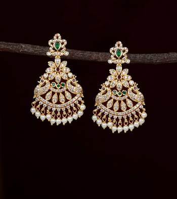 Gold cubic zirconia chandbali 2