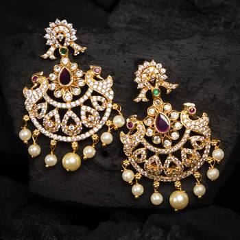 Gold cubic zirconia chandbali 1