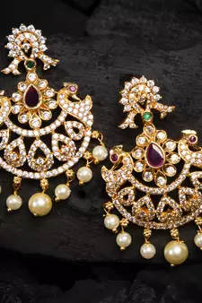 Gold cubic zirconia chandbali