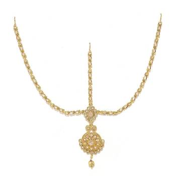 Exclusive Traditional Designer Matha Patti Gold Finishing Kundan White Stone for Women & Girls 1
