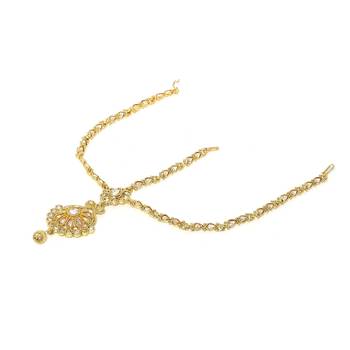 Exclusive Traditional Designer Matha Patti Gold Finishing Kundan White Stone for Women & Girls 3