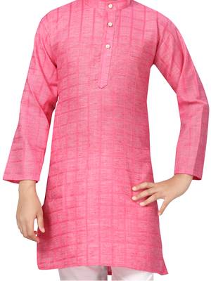 Pink plain cotton boys-kurta-pyjama 4