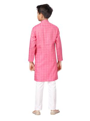 Pink plain cotton boys-kurta-pyjama 5