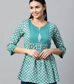 Teal printed cotton tunics
