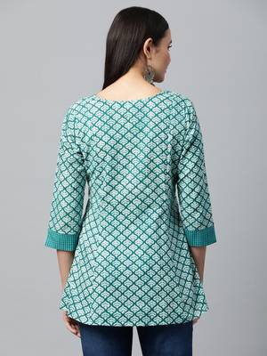 Teal printed cotton tunics 2