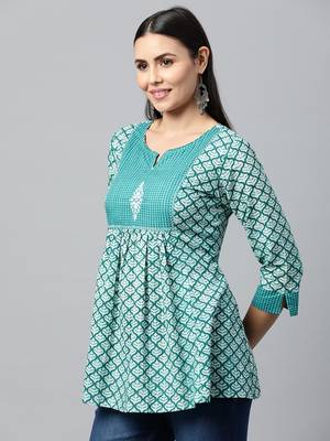 Teal printed cotton tunics 4