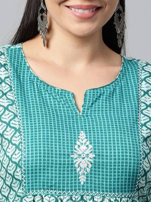 Teal printed cotton tunics 5