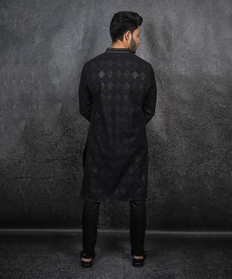 Black Hand Embroidered Kurta 5