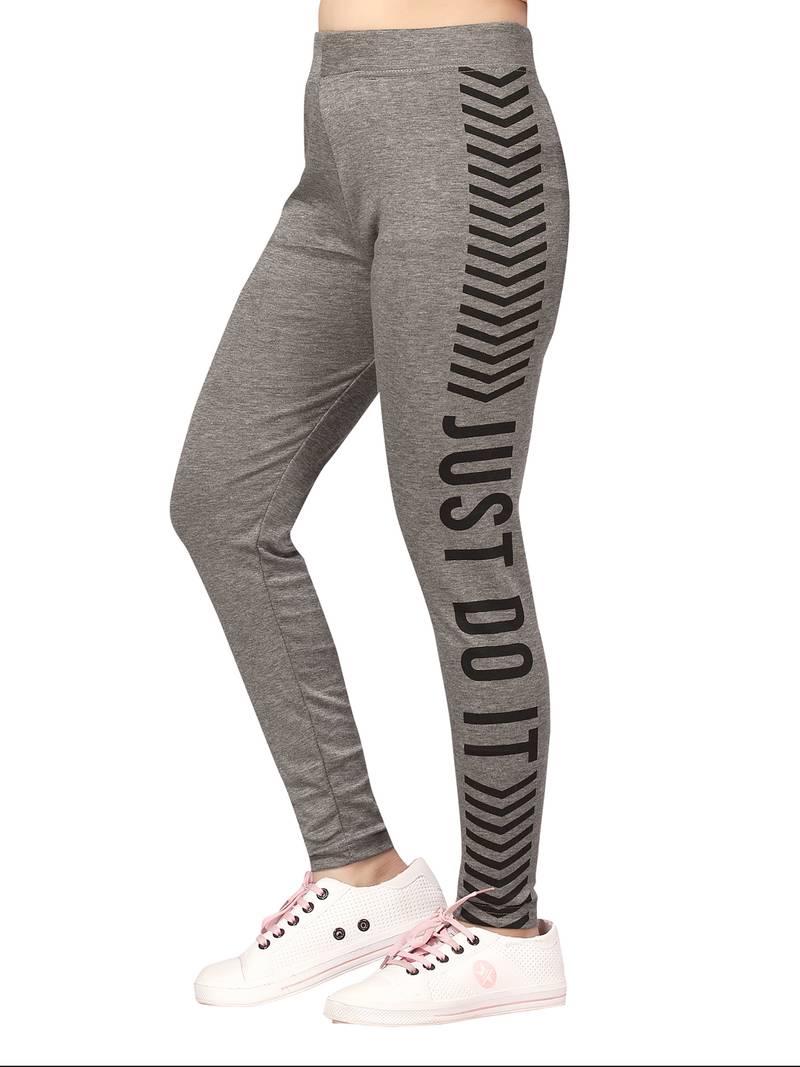Grey plain cotton leggings